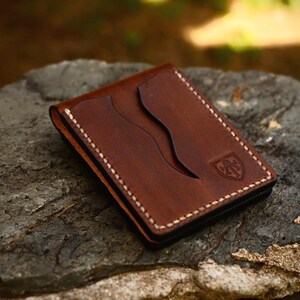 Handamade Minimalist Leather Wallet, Vegetable tanned leather, Hand Stitched Leather Wallet, Gift for men, Full Grain Leather