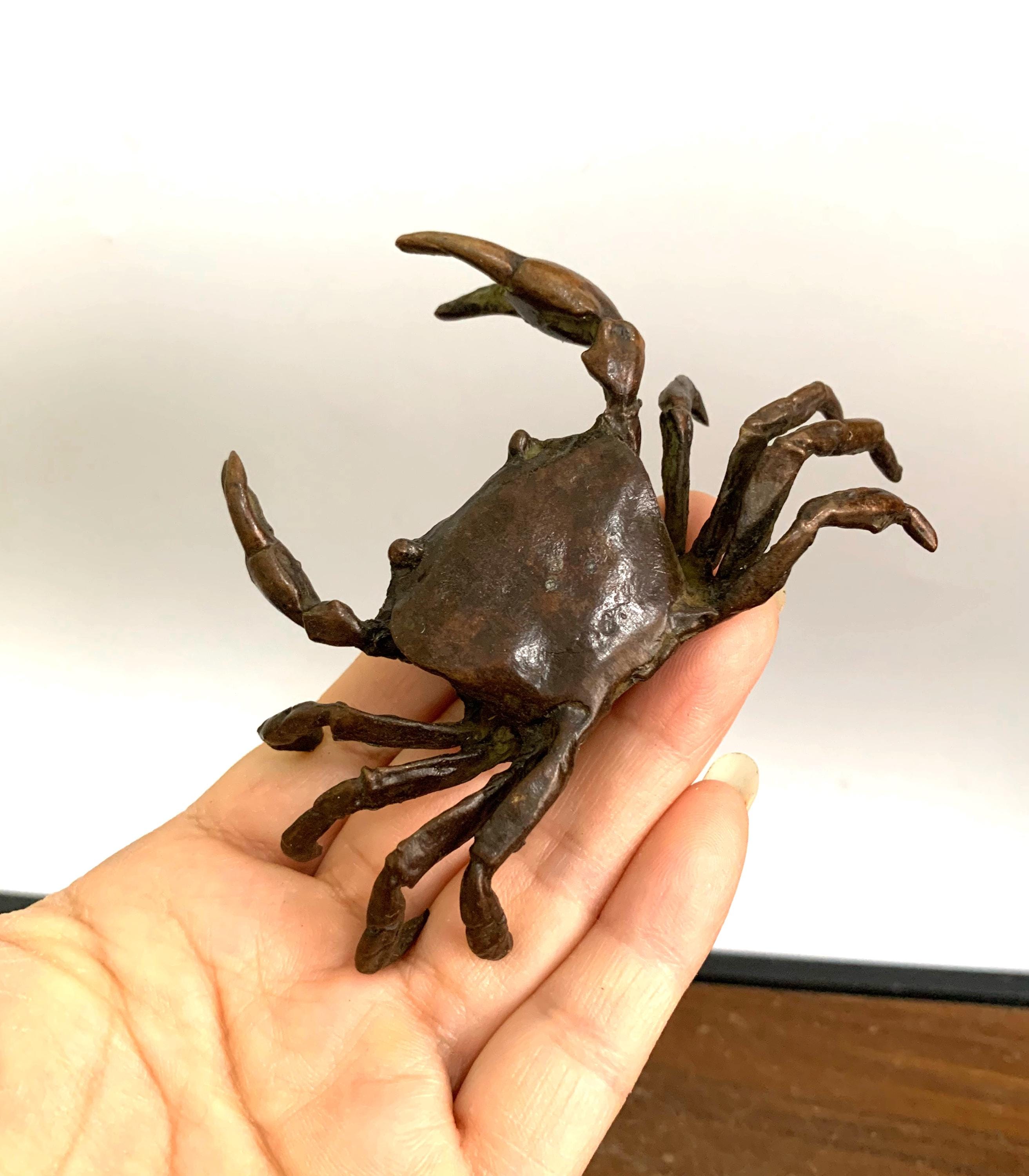 カニ　置物　アメリカ　ビンテージ ヴィンテージのブロンズ製カニの彫刻像。装飾品 - Etsy 日本