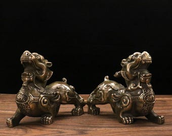 銅製貔貅置物 ペア 風水 富 インテリア ギフト P424 - Etsy 日本