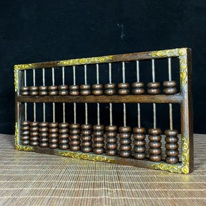 Vintage brass carved abacus statue. Ancient Chinese Calculation Tools