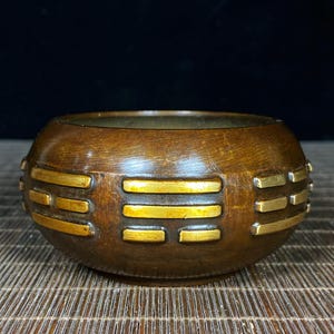 Vintage Brass Carved Tai Chi Incense Burner, Home Decoration & Feng Shui Statue