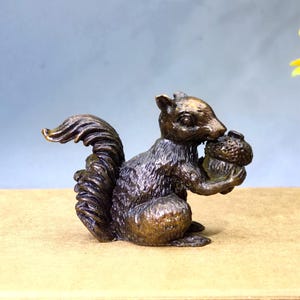 Vintage bronze carved squirrel tea pet statue. Home Decoration, Feng Shui Statue