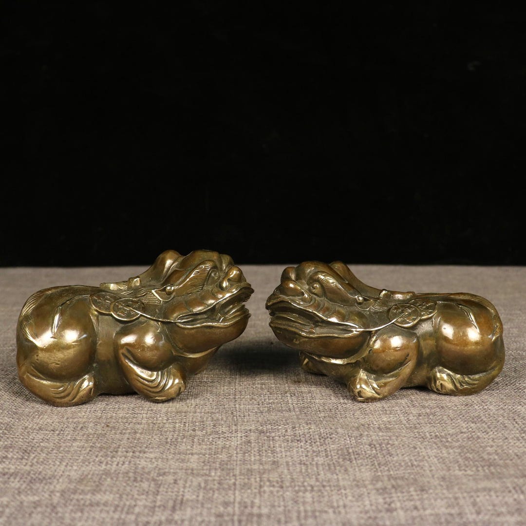 Vintage Brass Pixiu Statue Pair: Feng Shui Home Decor - Etsy