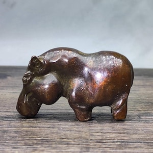 Solid Bronze Carved Hippo Tea Pet Statue – Home Decoration