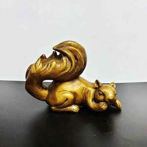 Exquisite brass carved squirrel tea pet statue. Home Decoration & Feng Shui Statue
