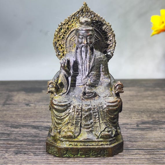 ヴィンテージブロンズ彫刻の太上老君像 – 家の装飾と風水像 - Etsy 日本