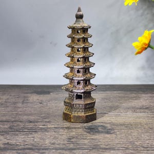 Vintage bronze carved Tower statue. Home Decoration, Feng Shui Statue