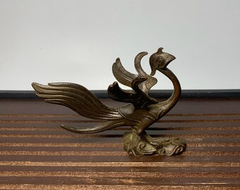 Solid Bronze Carved Phoenix Statue. Home Decoration & Feng Shui