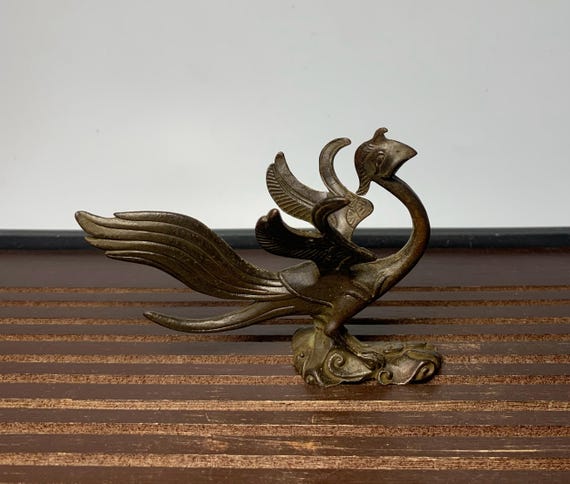 Solid Bronze Carved Phoenix Statue. Home Decoration & Feng Shui