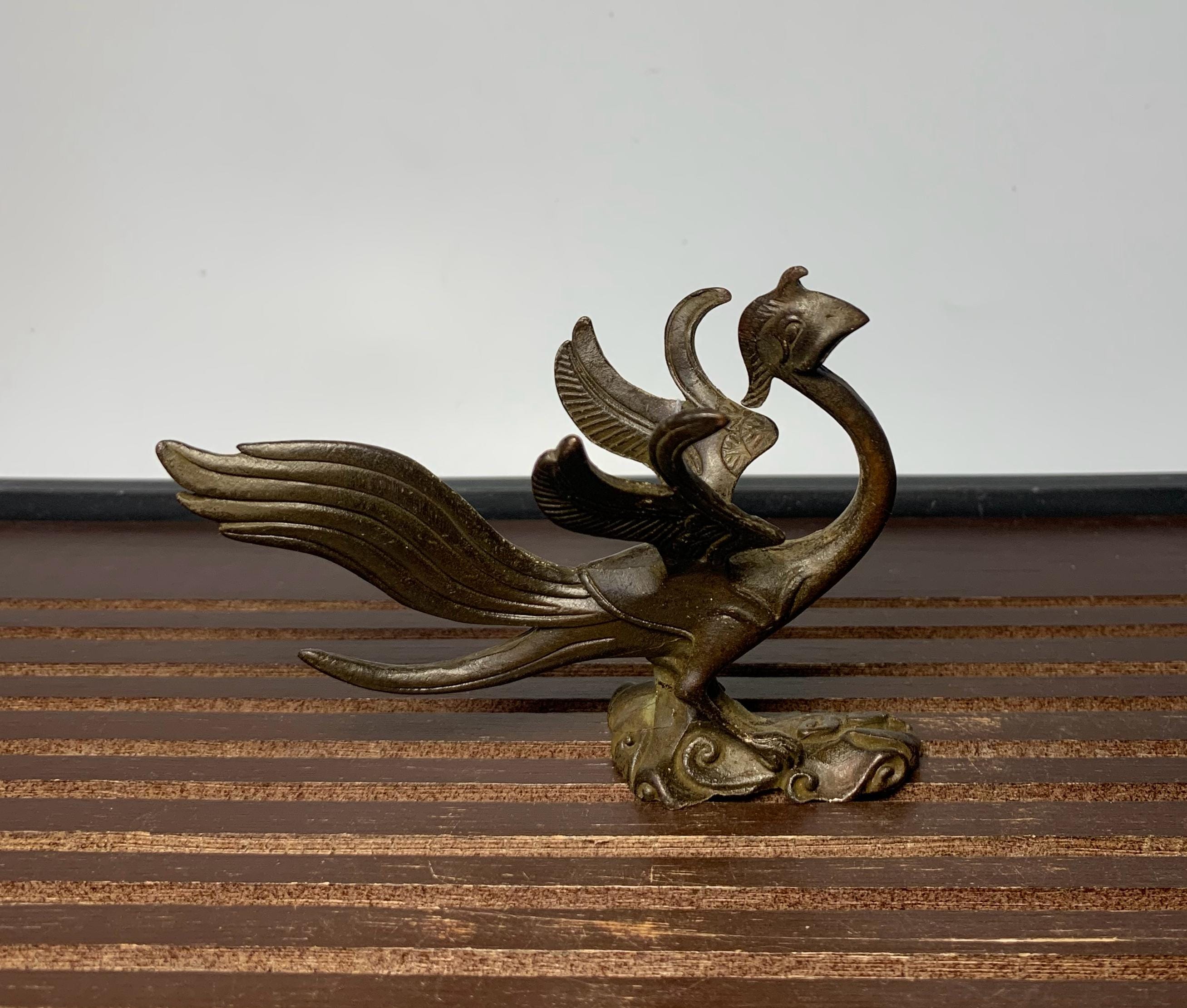 Solid Bronze Carved Phoenix Statue. Home Decoration & Feng Shui