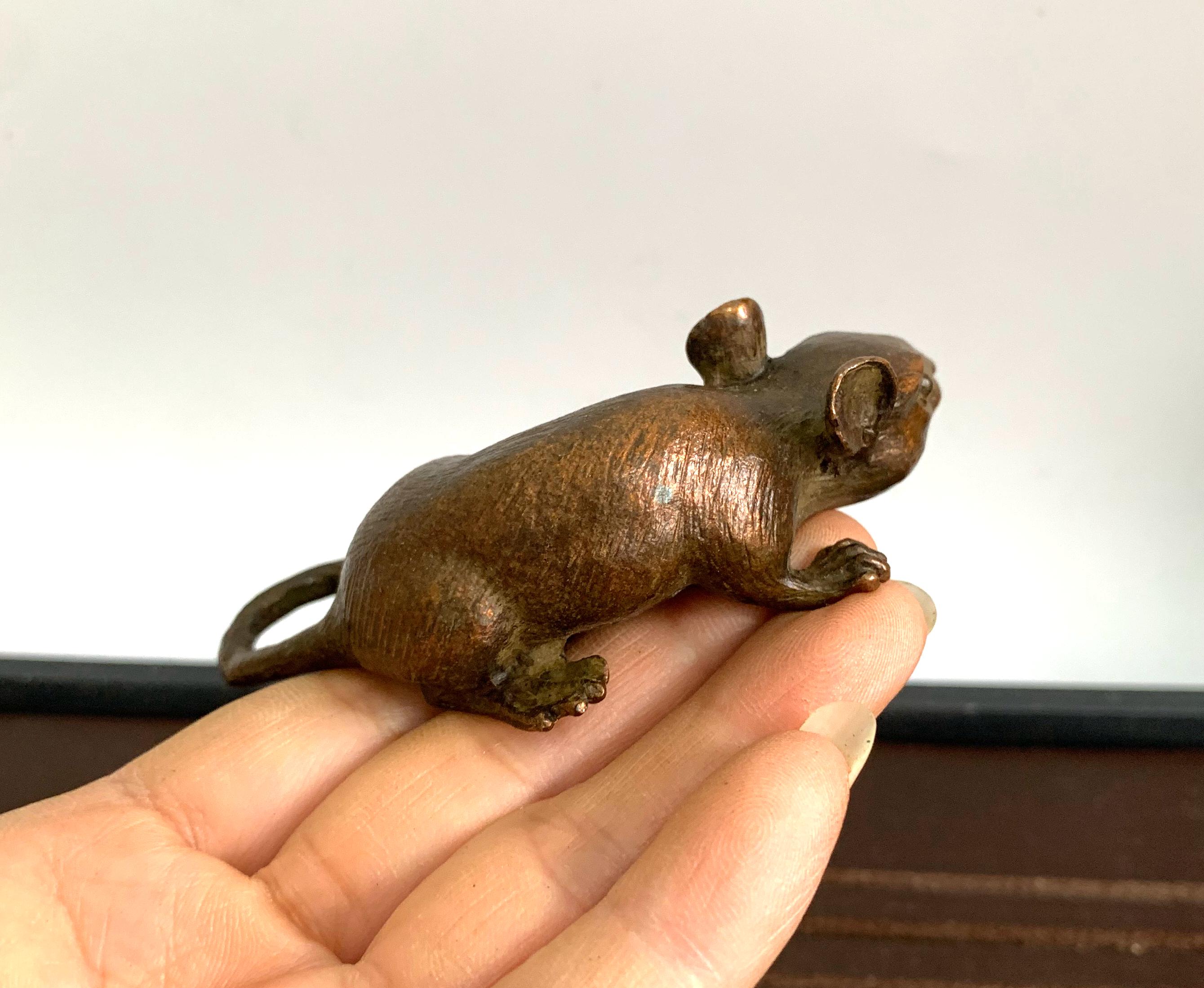 ブロンズ彫刻のネズミ像。ホームデコレーション - Etsy 日本