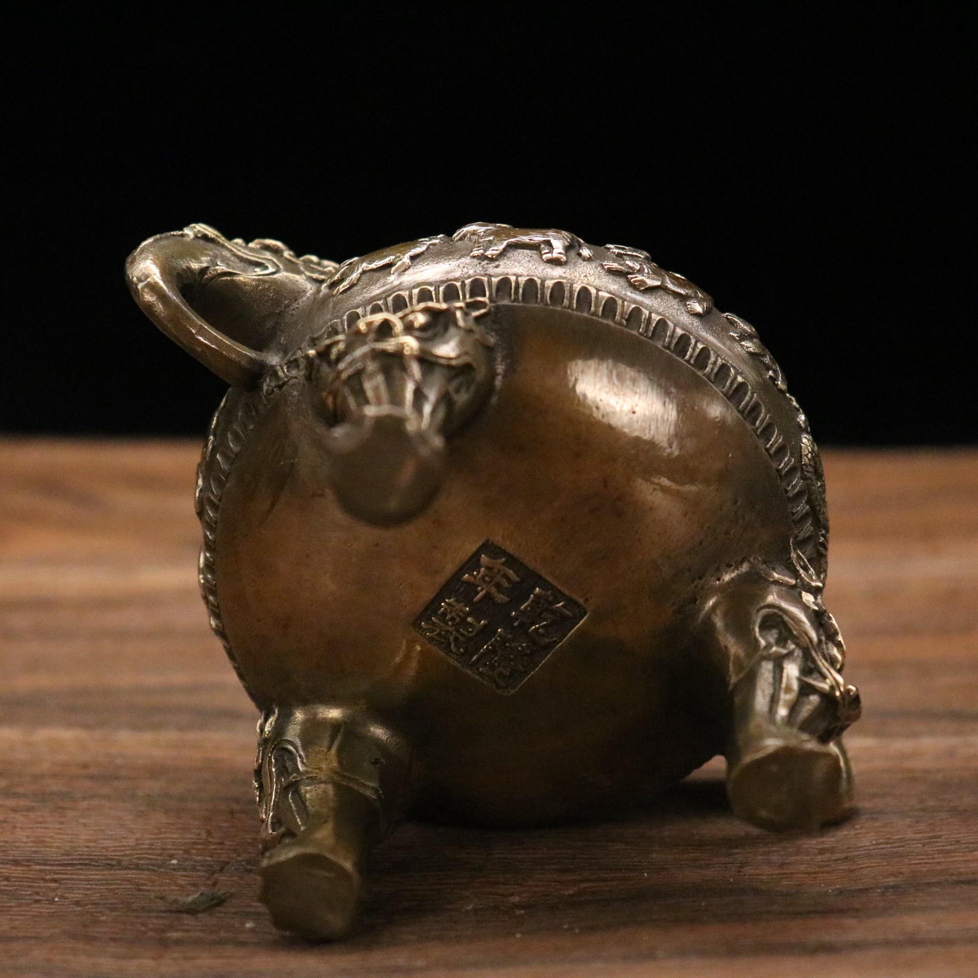 古銅自在バッタ置物 長約8CM Vintage Bronze Carved Twelve Zodiac Incense Burners, Home