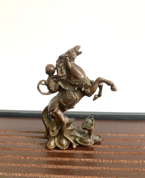 ブロンズ彫刻「馬と猿」像 - 室内装飾と風水像 - Etsy 日本
