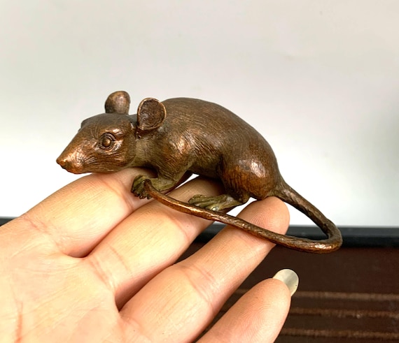 ブロンズ彫刻のネズミ像。ホームデコレーション - Etsy 日本