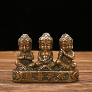 Vintage brass carved Baby Buddha tea pet statue. Home Decoration & Feng Shui Statue