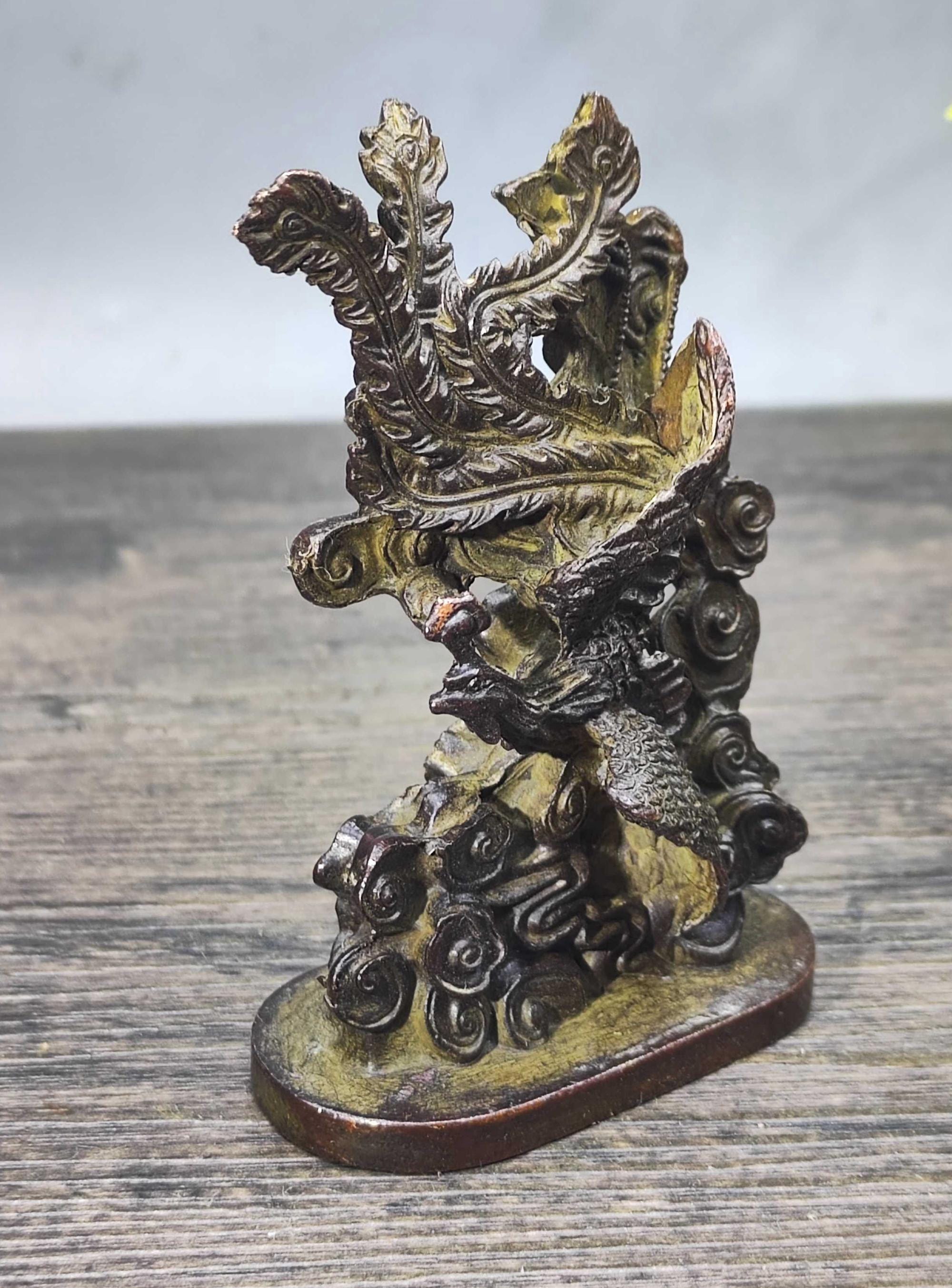 ヴィンテージブロンズ彫刻の龍鳳凰像 - ホームデコレーション - Etsy 日本