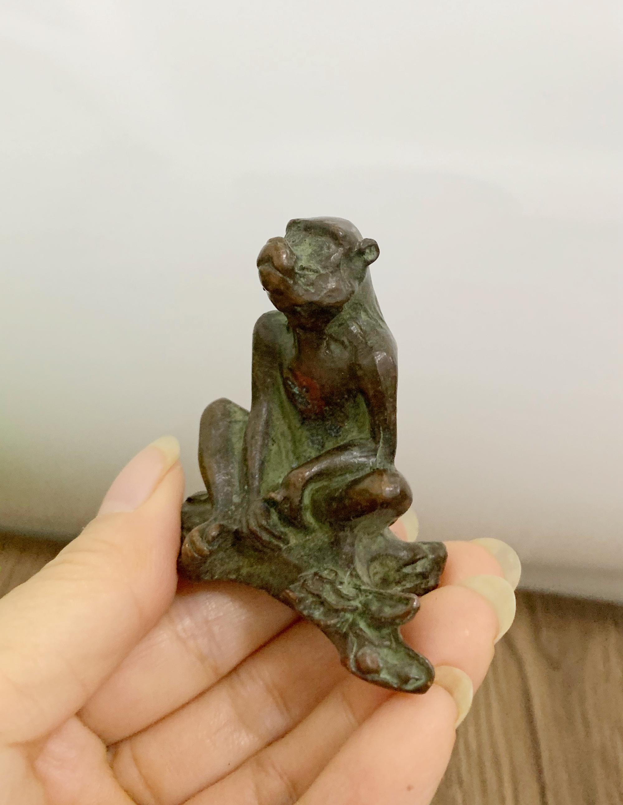 ヴィンテージブロンズ彫刻の猿の像 - ホームデコレーション - Etsy 日本