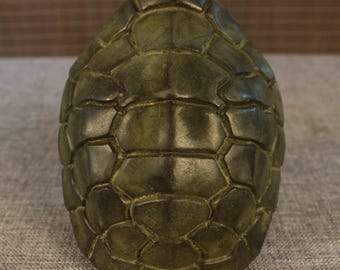 Vintage Messing geschnitzte taoistische Wahrsagung Schildkröten Shell Statue.  Feng Shui Statue