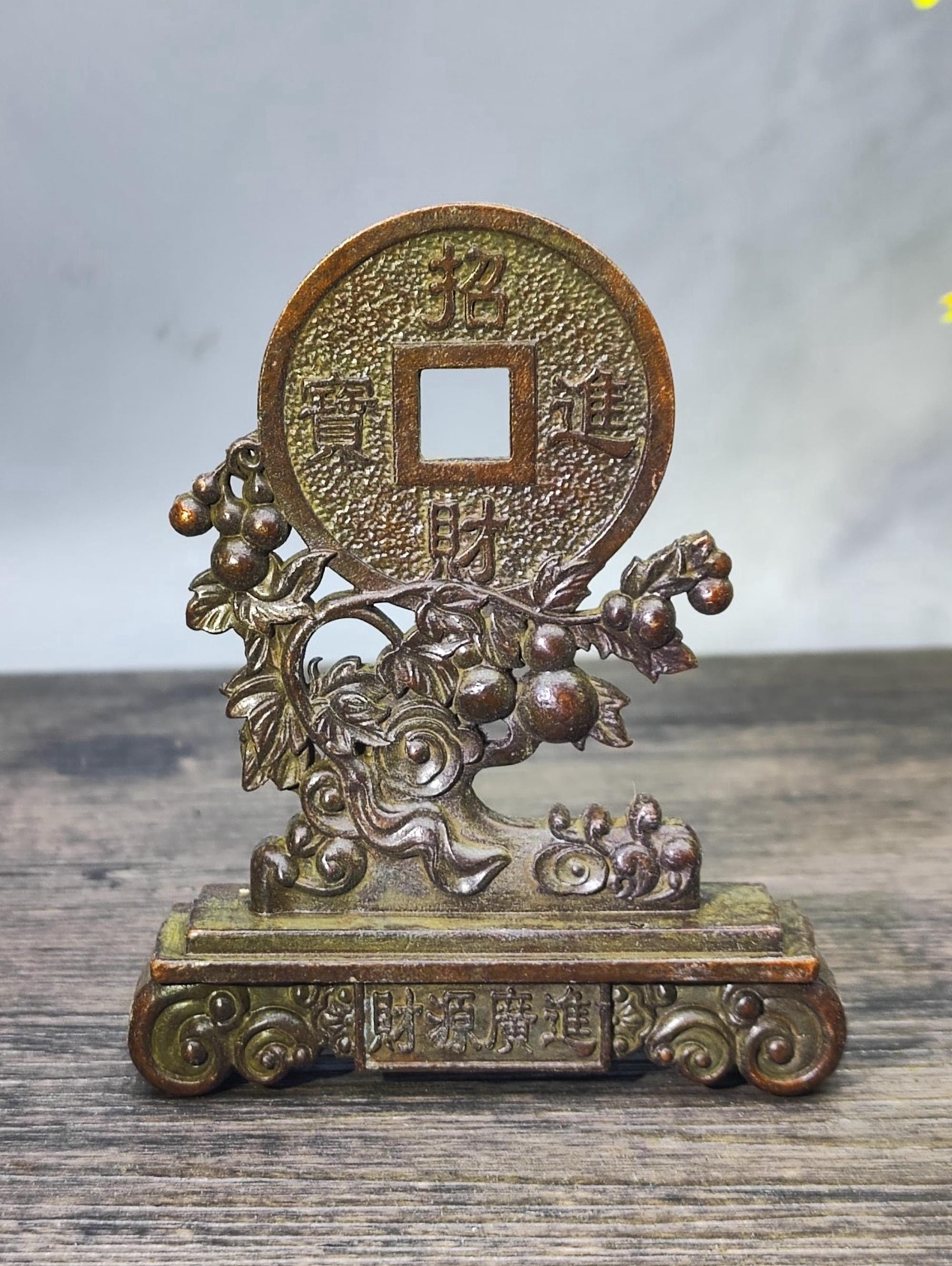 ヴィンテージブロンズ彫刻像：風水ホームデコレーション - Etsy 日本