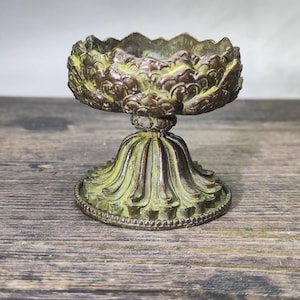Vintage Bronze Carved Lotus Incense Burner, Home Decoration & Feng Shui Statue