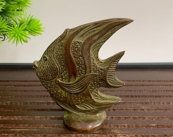 ヴィンテージブロンズ彫刻の魚の像 - Etsy 日本