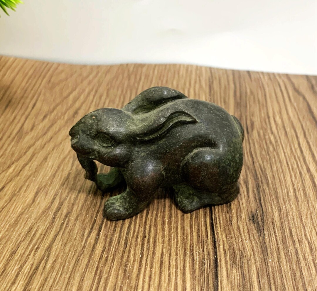Vintage Bronze Carved Rabbit Statue – Tea Pet Statue. Home Decoration ...