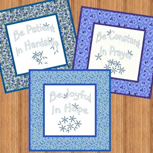 BE JOYFUL Hand Embroidery E-Pattern Printable Download Pdf Diy Simple Free Shipping Easy to Do Blue White Bluework Christian Home Decor image 2