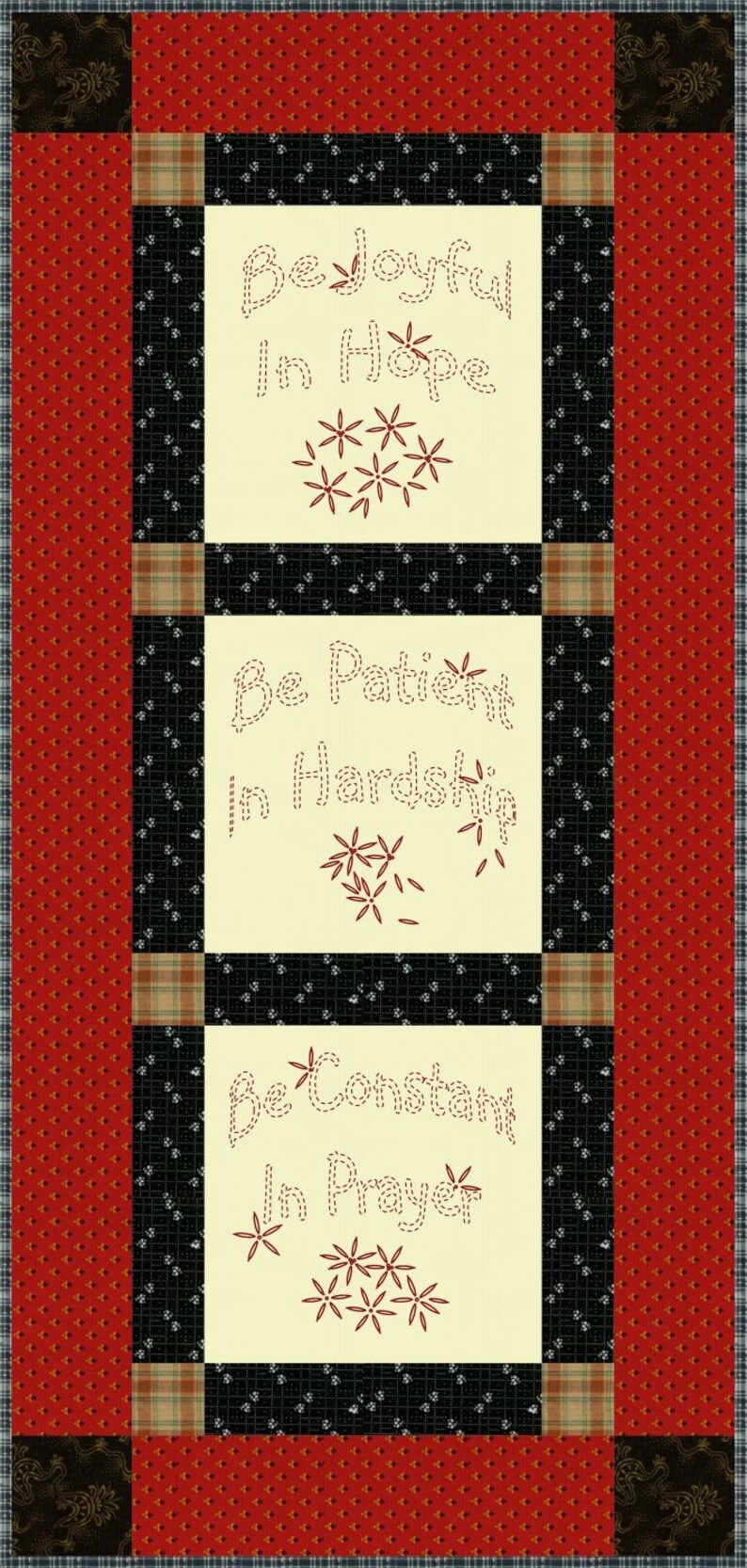 BE JOYFUL Hand Embroidery E-Pattern Printable Download Pdf Diy Simple Free Shipping Easy to Do Blue White Bluework Christian Home Decor image 4