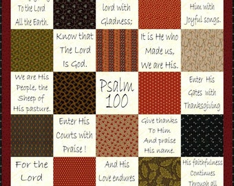 SHOUT JOYFULLY --- Hand Embroidery E-Pattern Psalm 100 Quilt Printable Download Pdf DIY Free Shipping Primitive Black-work Text Scripture