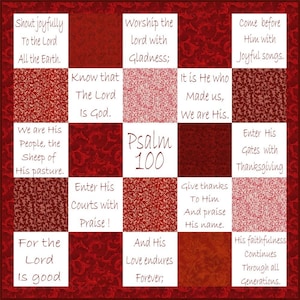 SHOUT JOYFULLY --- Hand Embroidery Pattern Psalm 100 Printable Download Pdf DIY Free Shipping Redwork Primitive Shabby Chic Text Stitchery