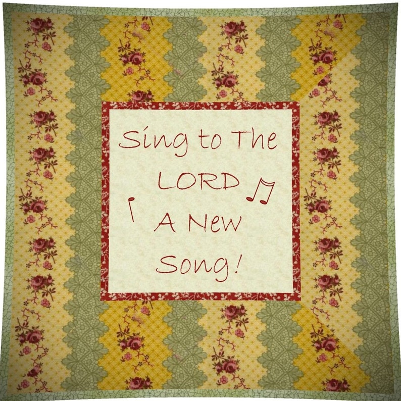SING A NEW Song Hand Embroidery E-Pattern Printable Download Pdf Diy Free Shipping Red Work Primitive Shabby Chic Yellow Green Praise Easy image 1