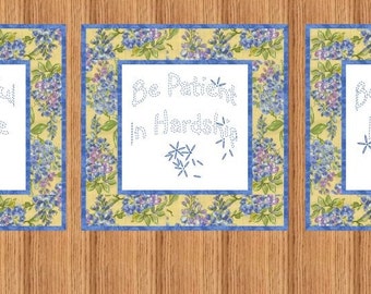 BE JOYFUL --- Hand Embroidery E-Pattern Printable Download Pdf Diy Simple Free Shipping Easy to Do Blue White Bluework Christian Home Decor
