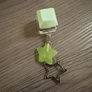Clicky Keyboard Key Keychain with Resin Glow-in-the-Dark Star | Fidget Toy | ASMR Sound | Fidget Gifts | Stress Toys