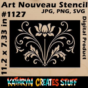 Elegant Art Nouveau Stencil SVG #1127– Ornate Vintage Flower Pattern for Cricut, Silhouette, Gelli Printing, Fabric &  Home Decor  Download