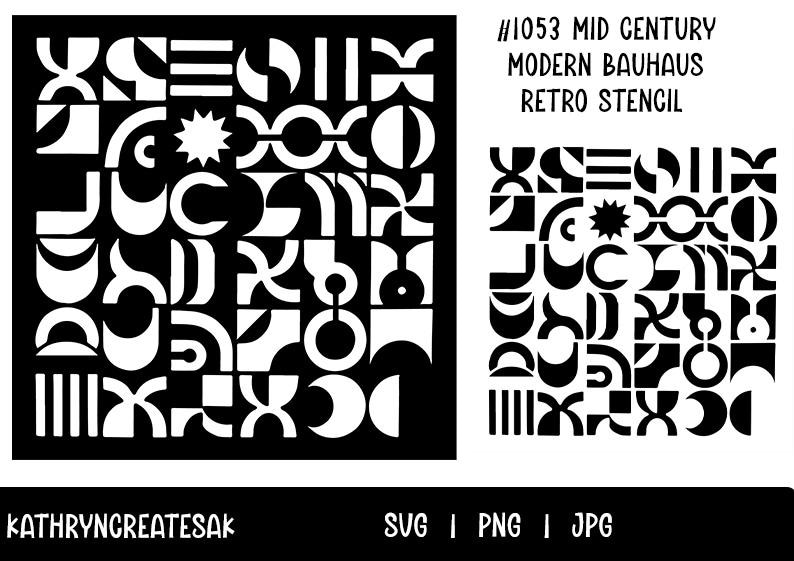 Curated visual reference: Mid Century Modern Bauhaus Retro Stencil Wall Art Pattern Geometric Photo Inspiration