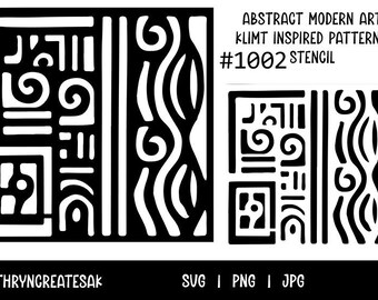Klimt Inspired Stencil – Abstract Modern Art Pattern (SVG, PNG, JPG)