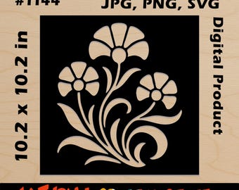 Art Nouveau Floral Stencil: 10.2" SVG PNG JPG (Digital Download)