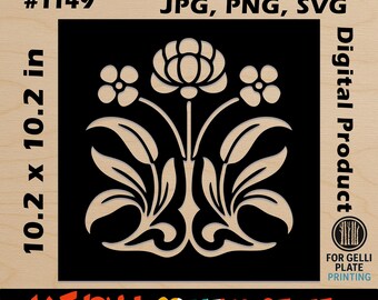Bauhaus Flower Stencil: Gelli Plate Printing, Scrapbooking (SVG PNG JPG Digital Download)