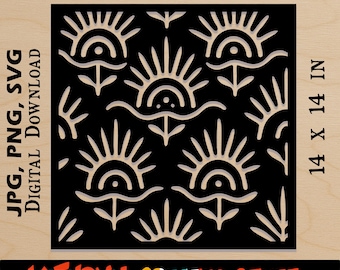 Boho Eye Flower Stencil SVG: Tribal Folk Art Cut File (PNG JPG Included)