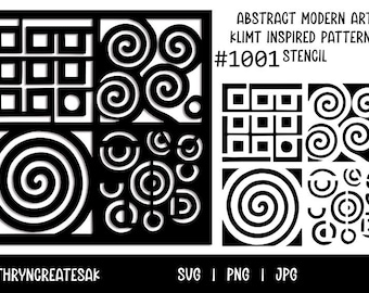 Klimt Inspired Stencil - Abstract Modern Art Pattern (SVG PNG JPG)