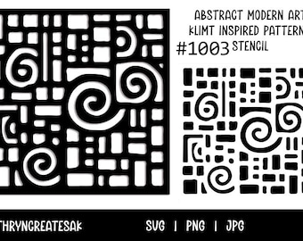 Klimt-Inspired Abstract Art Stencil – Gelli Printing, Cricut (Digital Download)