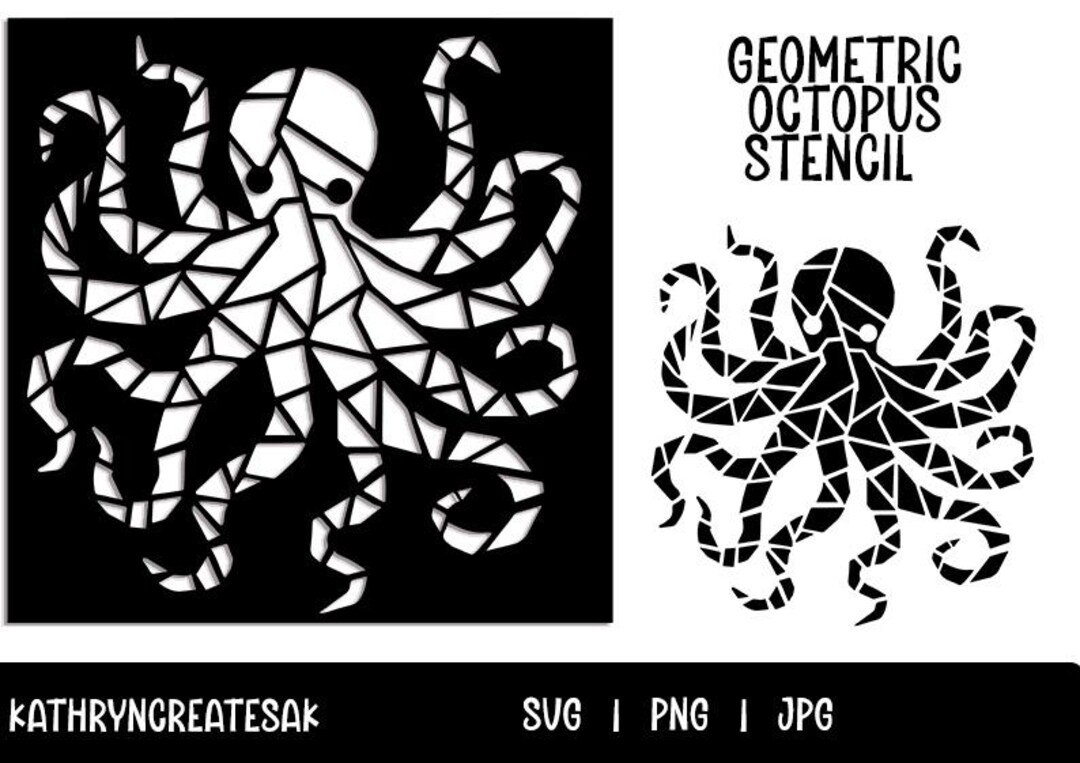 Geometric Octopus Stencil - Mosaic Style SVG PNG (digital Download) - Etsy