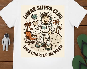 Retro Astronaut Lunar Slippa Club SVG PNG JPG: Vintage Space Humor (Digital Download 14x17in)