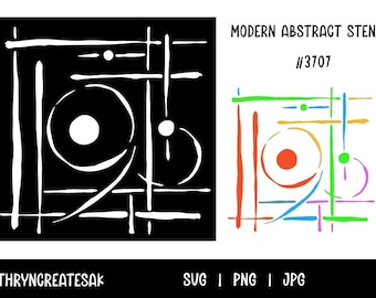 Modern Abstract Stencil Digital Download | 12x12 PNG JPG SVG | Geometric Mid-Century Line Art for Painting, Artists, Teachers,  DiY Projects