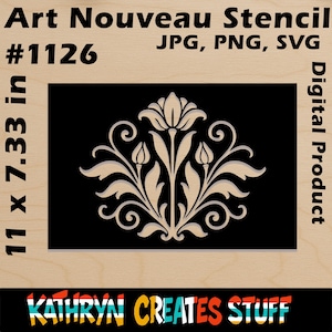 Elegant Art Nouveau Stencil SVG – Ornate Vintage Flower Pattern for Cricut, Silhouette, Gelli Printing, Fabric &  Home Decor #1126 Download