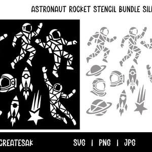Paquete de plantillas de cohetes de astronauta / Descarga digital SVG, PNG y JPG del espacio / Planetas, estrellas y astronautas / Manualidades con plantillas de Cricut