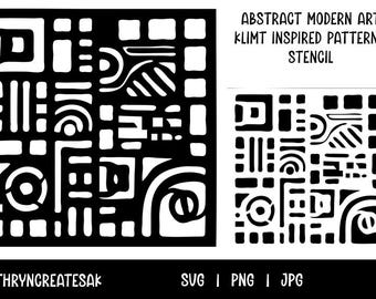 Klimt Inspired Stencil - Abstract Modern Art Pattern (SVG PNG JPG)