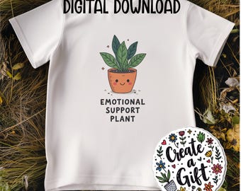 Kawaii Emotional Support Plant SVG: Funny Plant Lover Design (Digital Download