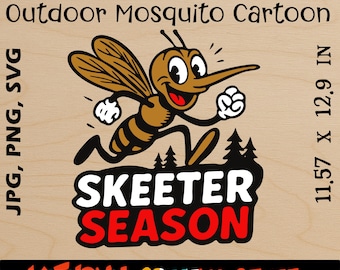 Skeeter Season Summer Outdoor Mosquito Cartoon | Retro Funny Summer SVG PNG JPG |  Shirt Design