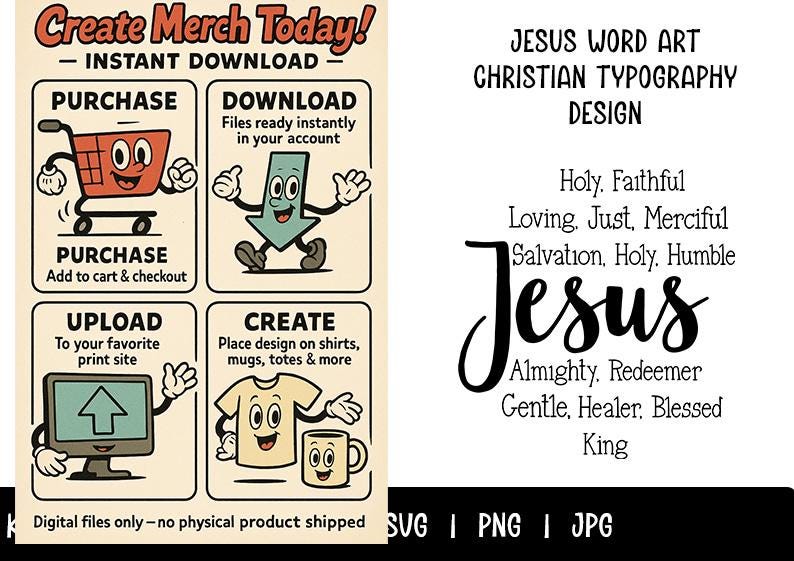 Jesus Word Art SVG PNG Jpg – Christian Typography Design, Faith Quote ...